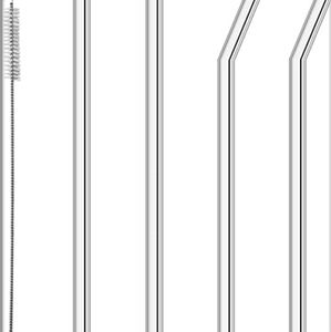 4-pack Glass Reusable Straws w/cleaning brush